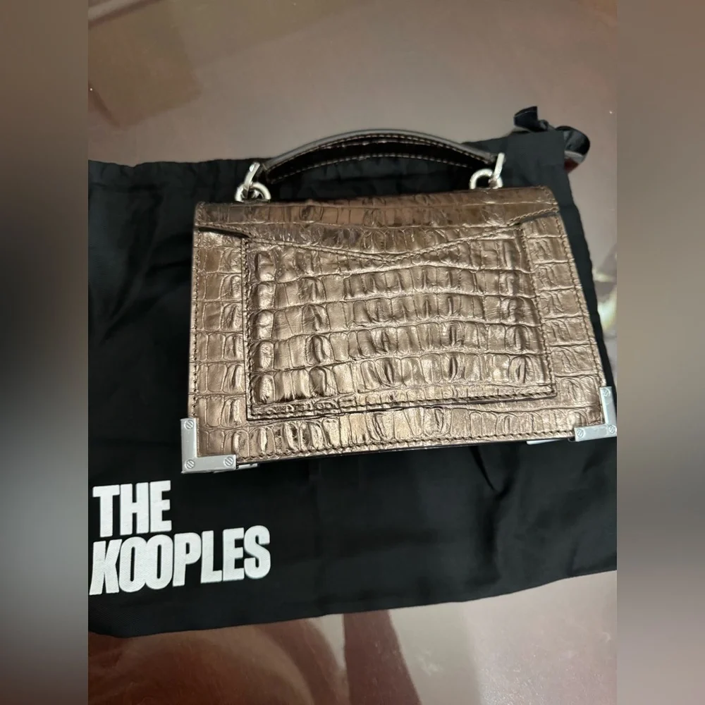 NWT- The Kooples Emily Metallic Crocodile Embossed Handbag